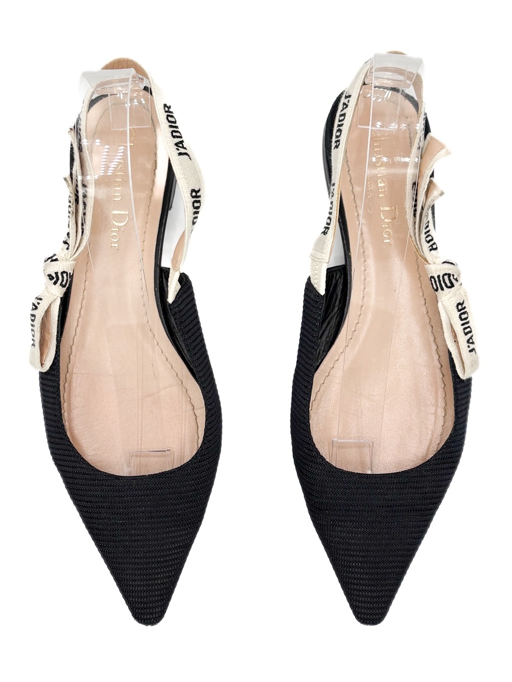Christian Dior J’Adior Black Technical Fabric Slingback Flats Size 38 - Picture 3 of 8